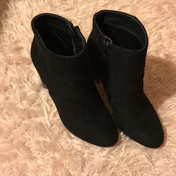 XOXO Shoes - Black booties with glitter heel - Size 8